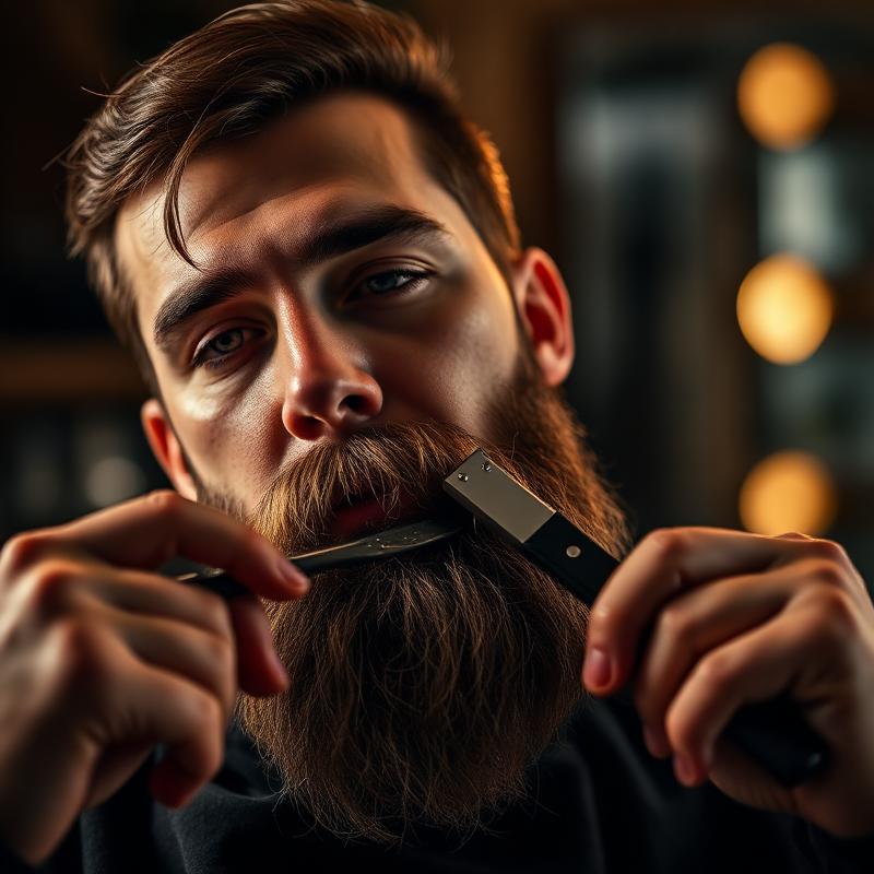 Aranjat barbă cu briciul într-o frizerie premium
